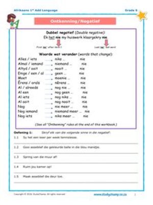 cover image of Grade 6 Afrikaans: Ontkenning